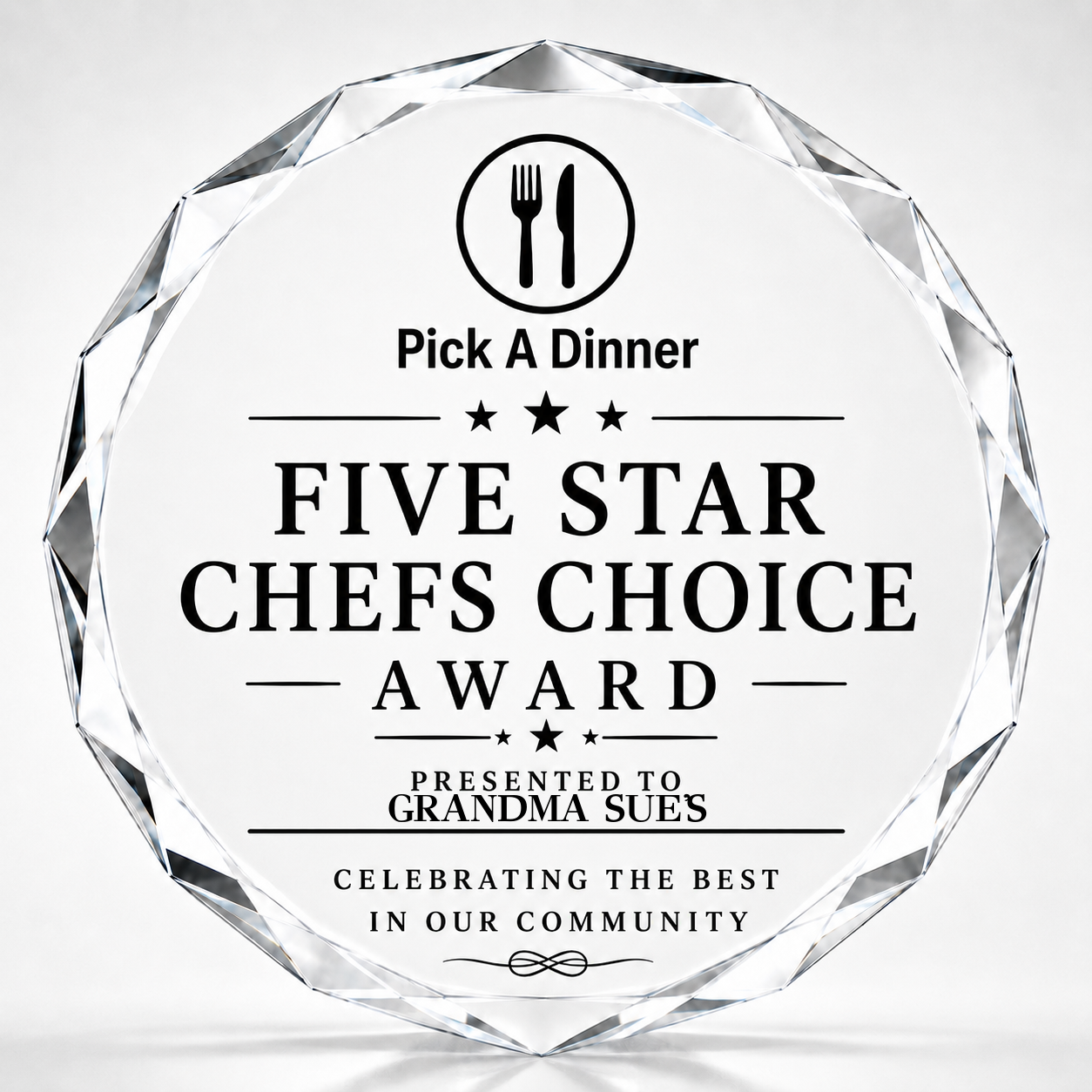Grandma Sue's Five Star Chefs Choice Award