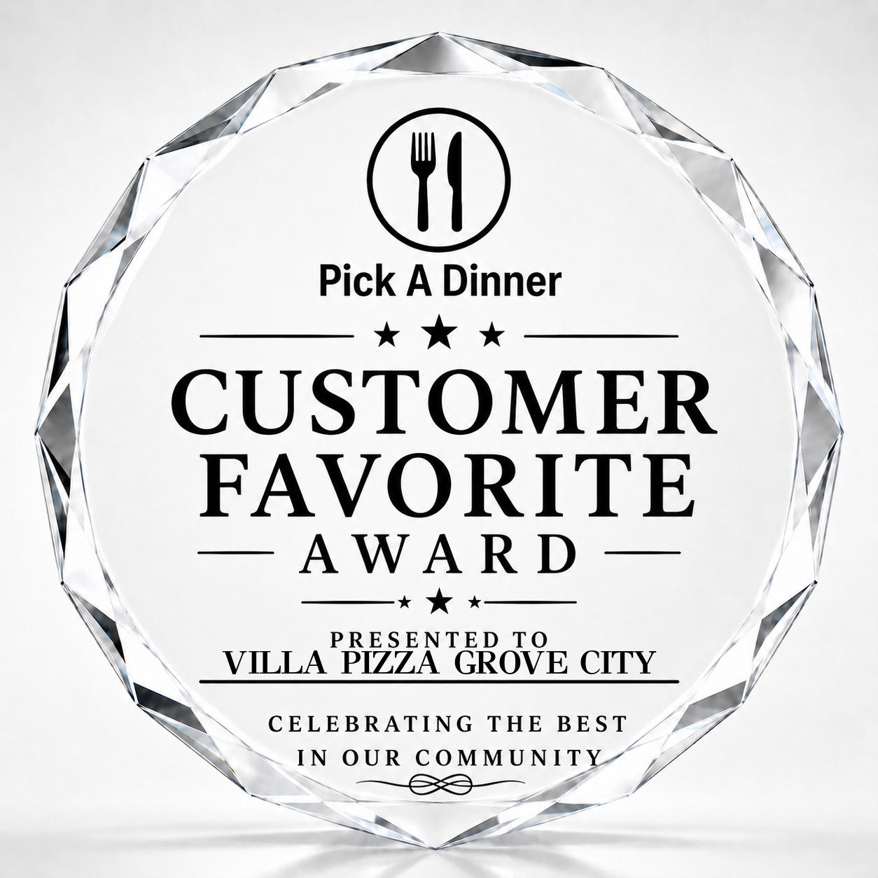 Villa Pizza Grove City Customer Favorite Award